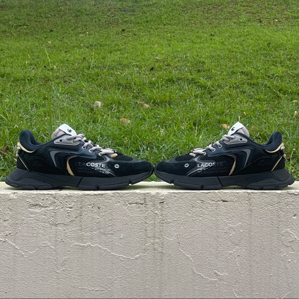 Lacoste Men's Black Sneakers with Gold Highlights size 9.5